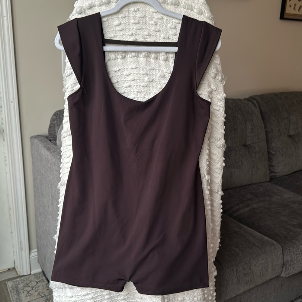 Brown/wine colored short athletic one piece